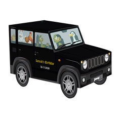 Small Jimny SUV Shape Box | Pack of 10 | Personalized or Plain | 4 Colors-BluishBlack
